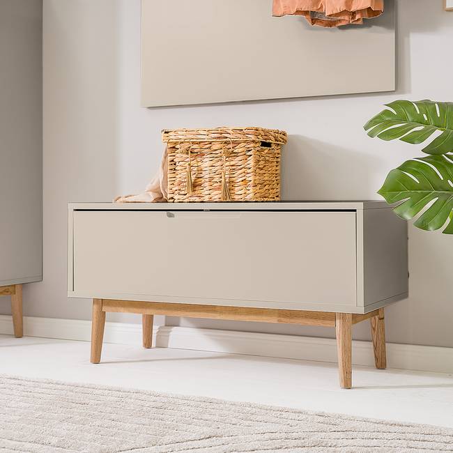 Garderobenbank 95 x 49 x 40cm Beige/Taupe