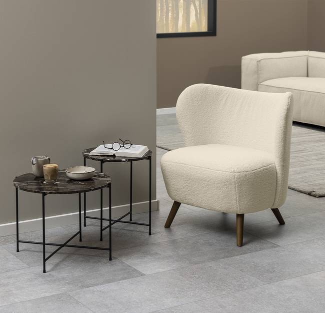Loungesessel Beige Teddystoff 76 x 82 x 73cm