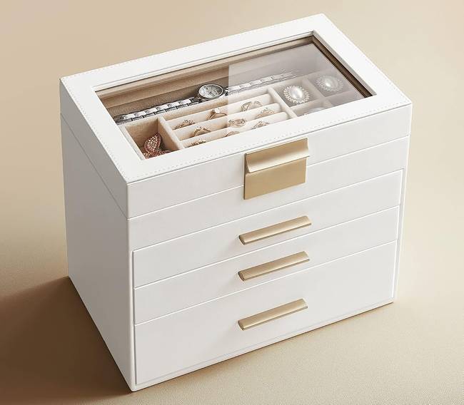 Schmuckkasten Ruika 25 x 21 x 16cm Weiß/Weiß