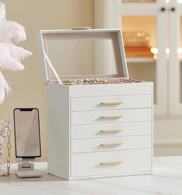 Schmuckkasten Epato 25 x 29 x 16cm Weiß/Weiß