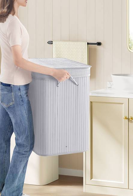 Wäschekorb Birpa 63 x 61 x 42cm Lichtgrau