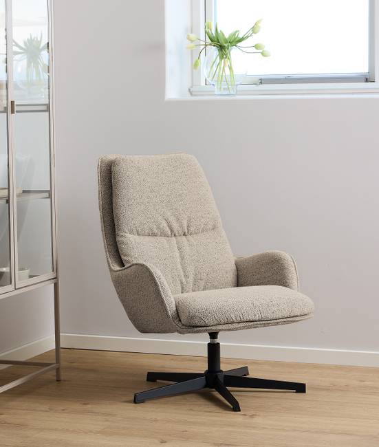 Loungesessel Bosley Beige Bouclé Stoff Moena 72 x 93 x 84cm