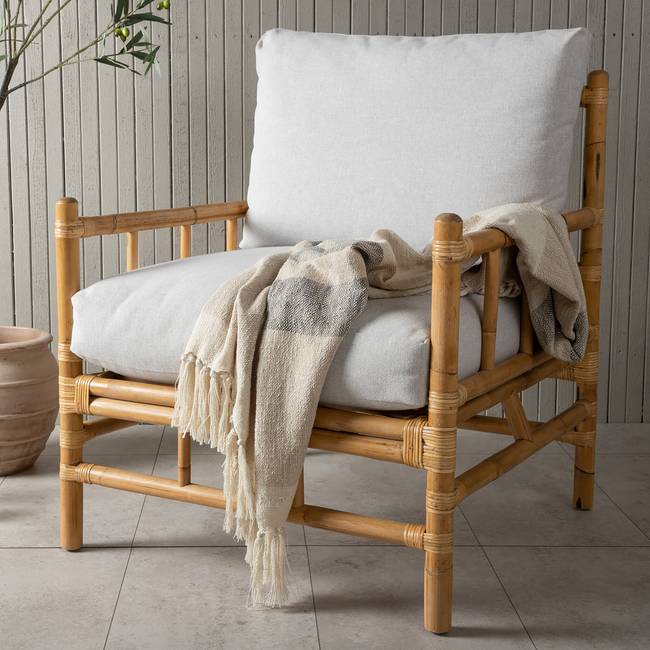 Loungesessel Cane Typ A 78 x 88 x 77cm Grau/Beige/Weiß