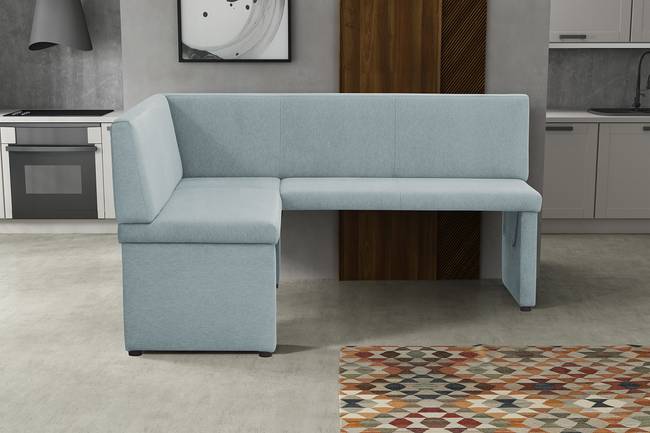 Küchensofa 166 x 87 x 146cm Blau Ausrichtung links Samt Cassie: Blau-Weiß