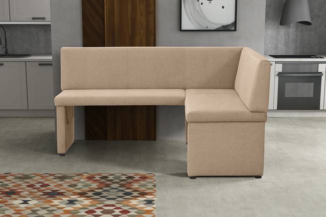 Küchensofa 166 x 87 x 146cm Beige Ausrichtung rechts Samt Cassie: Beigebraun