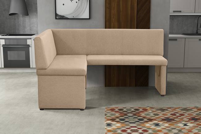 Küchensofa 166 x 87 x 146cm Beige Ausrichtung links Samt Cassie: Beigebraun