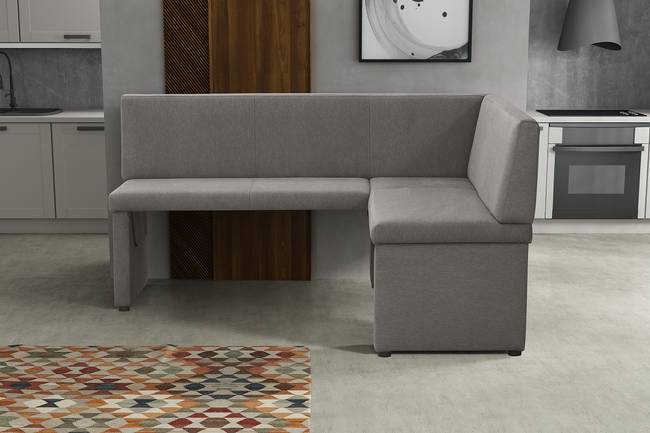 Küchensofa 166 x 87 x 146cm Grau Ausrichtung rechts Samt Cassie: Graubraun