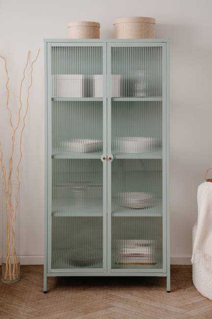Vitrinenschrank 80 x 160 x 40cm Blau/Türkis/Grün
