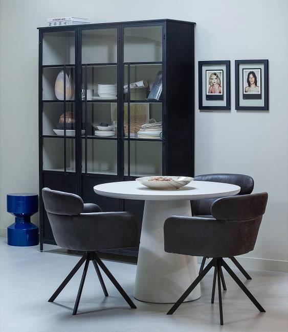 Vitrinenschrank 140cm Schwarz/Schwarz