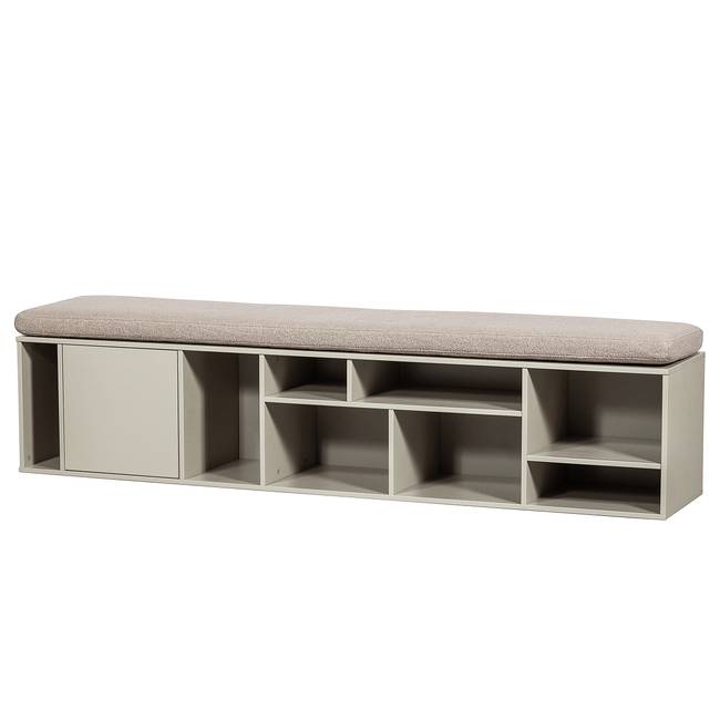 Garderobenbank Letterbak mit Sitzkissen 194 x 40 x 40cm Grau