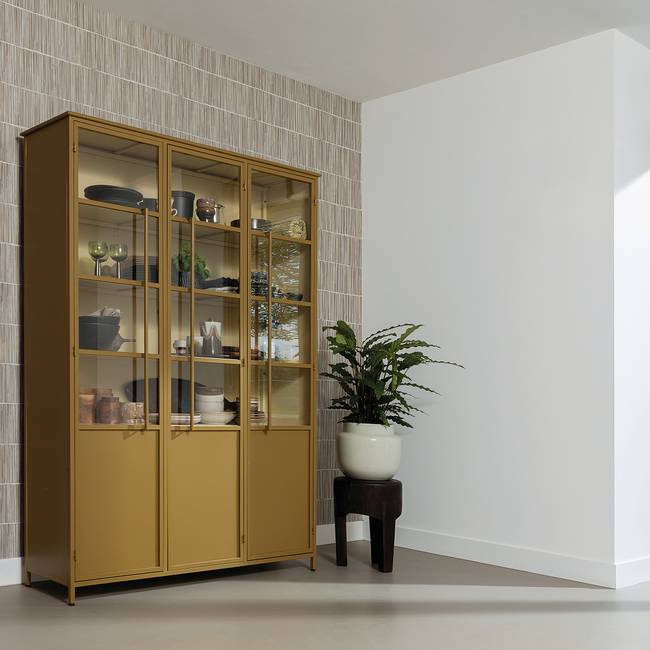 Vitrinenschrank 140cm Gelb/Currygelb