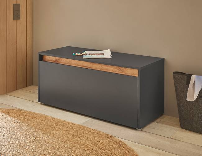 Garderobenbank 100 x 45 x 40cm Grau/Anthrazit