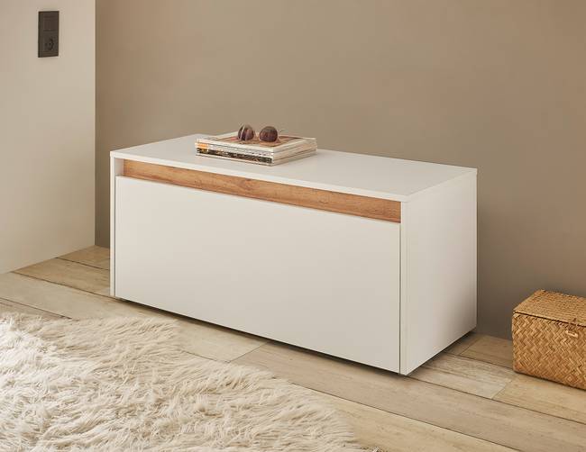 Garderobenbank 100 x 45 x 40cm Weiß/Weiß