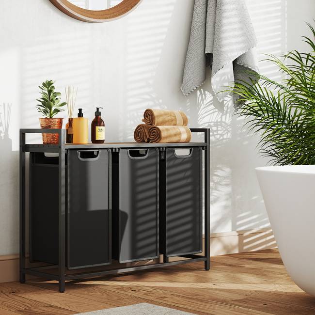 Wäschekorb Salgi 93 x 72 x 33cm Schwarz