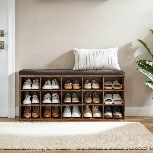 Schuhbank Typ A 105 x 48 x 30cm Braun/Altholz Dekor