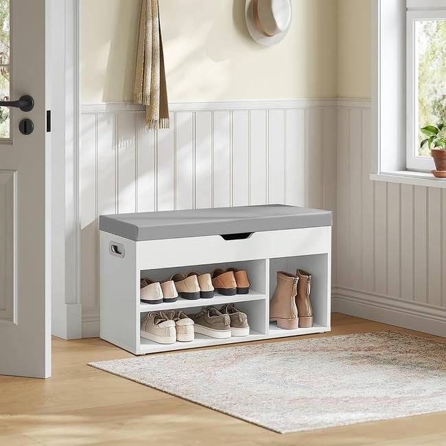 Schuhbank Sterasen 80 x 44 x 30cm Weiß/Weiß