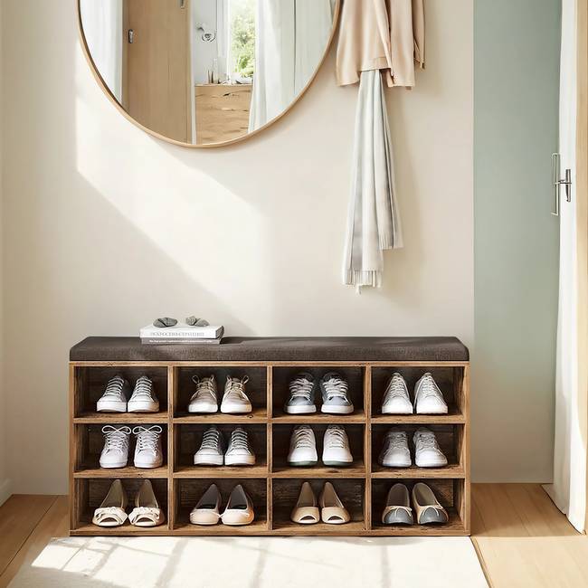 Schuhbank Typ A 105 x 48 x 30cm Braun/Altholz Dekor