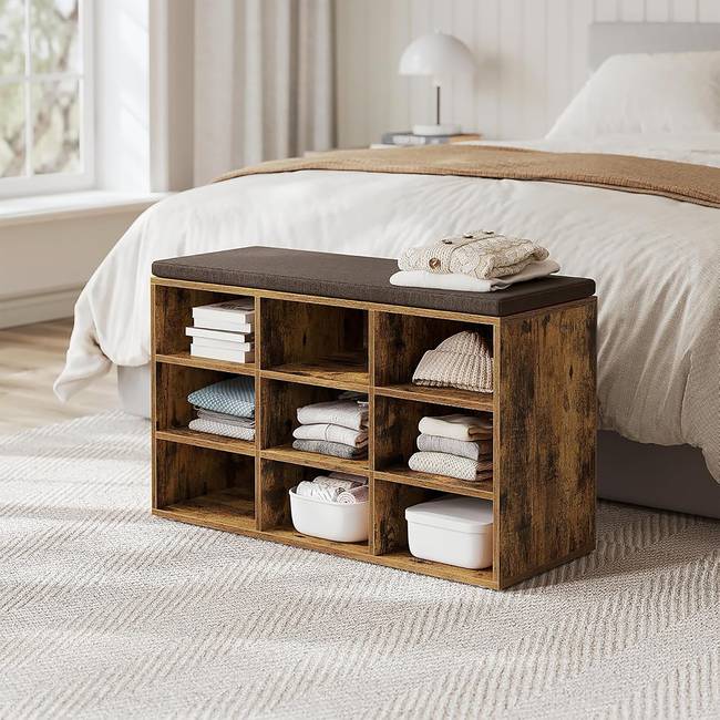 Schuhbank Typ A 79 x 48 x 30cm Braun/Altholz Dekor