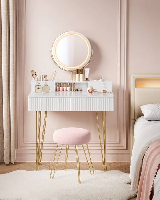 Beleuchteter Schminktisch Millak 80cm Weiß