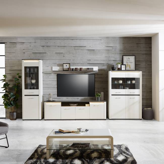 TV-Lowboard - Breite 204 cm Spanplatte, foliert Weiß 204 x 62 x 41cm