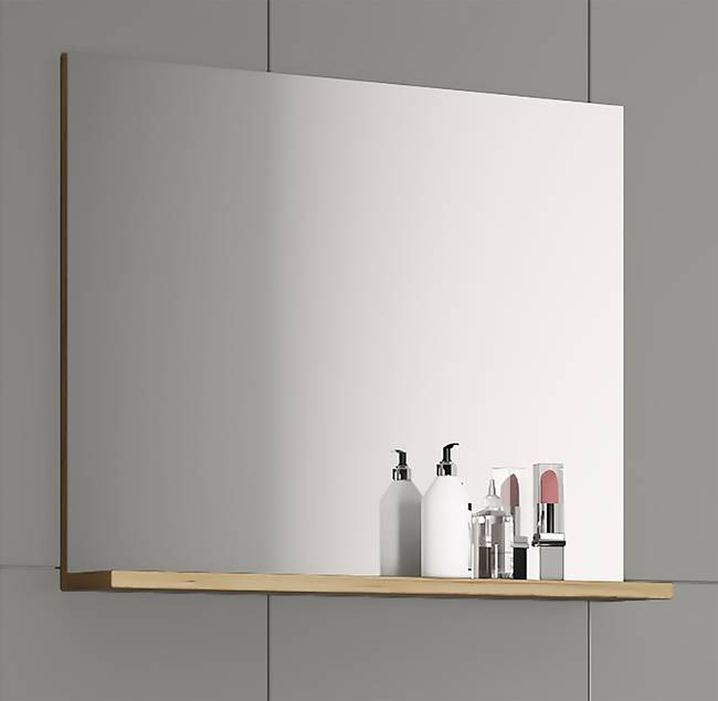 Spiegel Landos 50 x 60 x 10cm Weiß/Weiß/Eiche Dekor Spanplatte, beschichtet / ESG-Sicherheitsglas 50 x 60 x 10cm