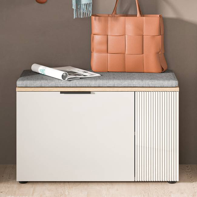 Garderobenbank mit Sitzkissen 80 x 48 x 36cm Beige