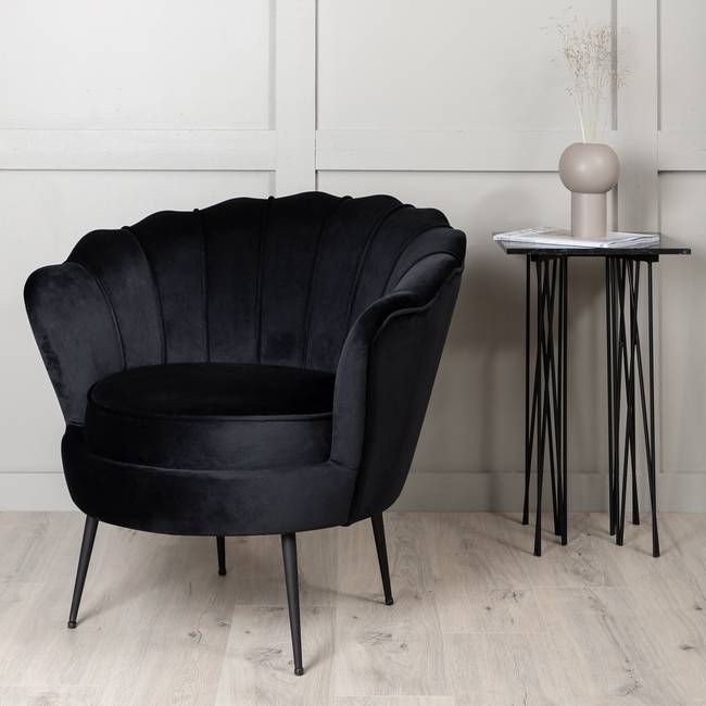 Loungesessel Calais Schwarz/Schwarz Samt 83 x 76 x 77cm