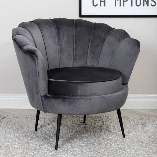 Loungesessel Calais Grau/Hellgrau Samt 83 x 76 x 77cm