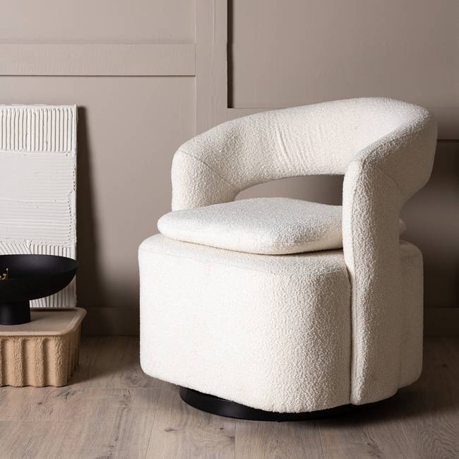 Loungesessel Laurel Weiß/Weiß Webstoff 69 x 71 x 70cm