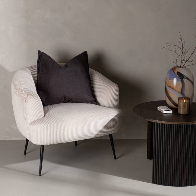 Loungesessel Derry Beige/Weiß Cord 70 x 69 x 79cm