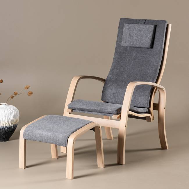 Loungesessel Grötö Grau/Dunkelgrau Webstoff 63 x 104 x 80cm