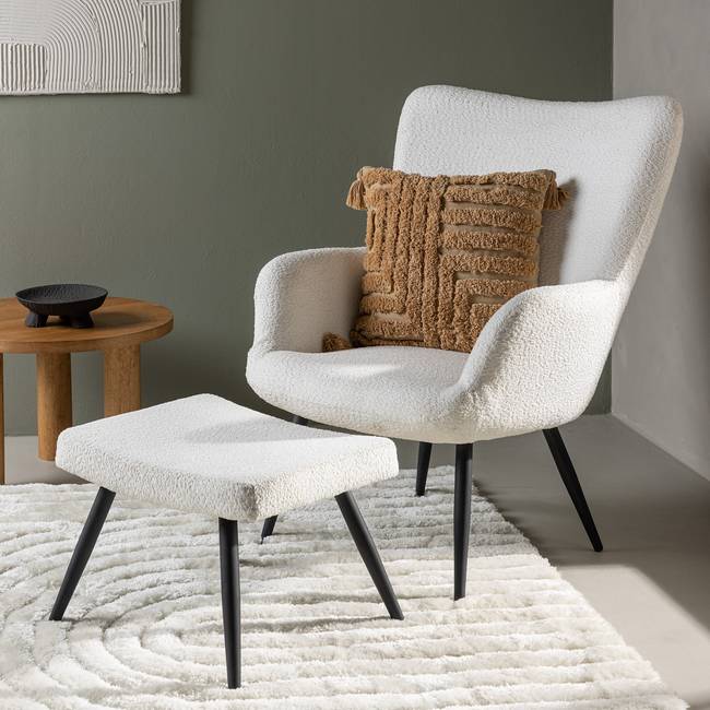 Loungesessel Como Weiß Bouclé 72 x 95 x 78cm