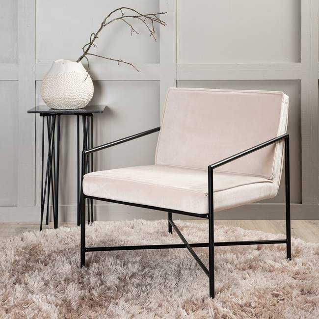 Loungesessel Rakel Beige/Beige Samt 65 x 78 x 72cm