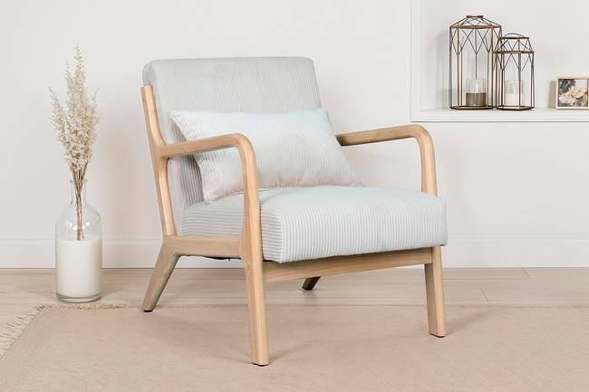 Loungesessel Caraa Weiß/Cremeweiß Cord 65 x 81 x 76cm