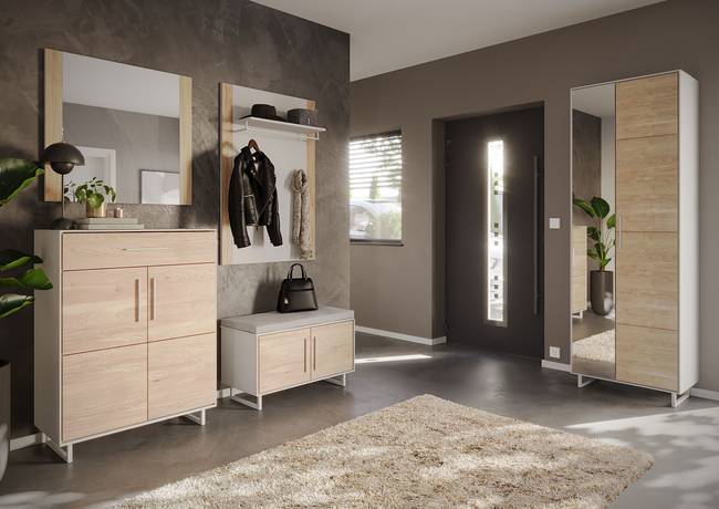 Garderobenbank 82 x 52 x 40cm Grau/Beige