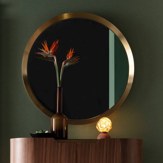 Wandspiegel Arezzo - rund 100 x 100 x 7cm Braun/Braun Rahmen: Stahl, titanbeschichtet 100 x 100 x 7cm