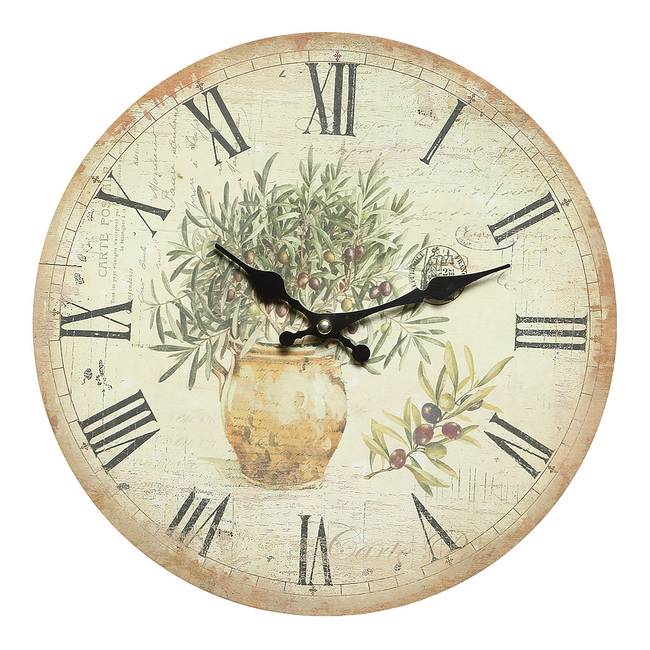 Wanduhr Oliven MDF 28 x 28 x 3cm Multicolor