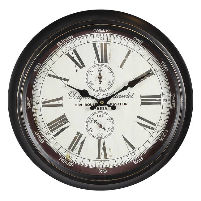 Wanduhr Dupont Stahlblech, lackiert 40 x 40 x 6cm Schwarz