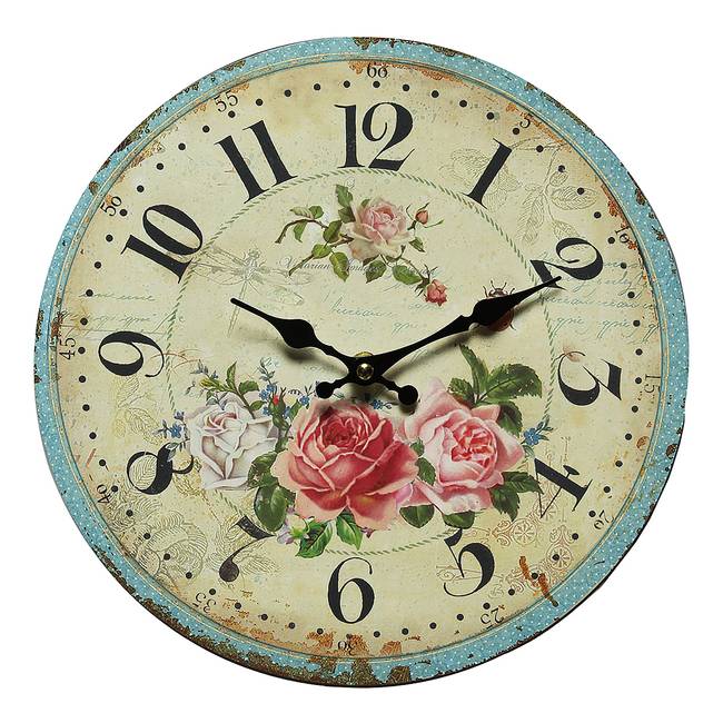 Wanduhr Rosen MDF 28 x 28 x 3cm Multicolor
