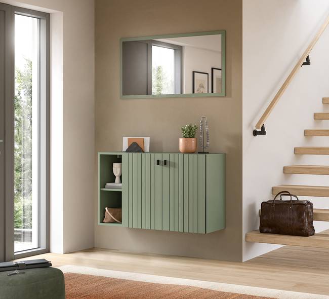 Spiegel Station 106 x 55 x 2cm Grün/Rauchgrün Spanplatte, beschichtet 106 x 55 x 2cm