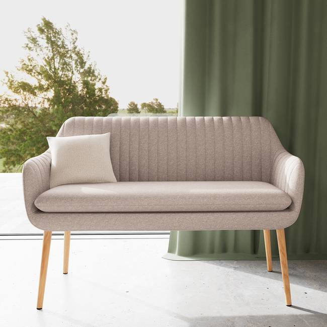 Küchensofa 130 x 85 x 62cm Braun Webstoff Genia: Creme