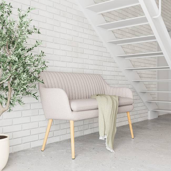 Küchensofa 130 x 85 x 62cm Beige Webstoff Genia: Lichtgrau