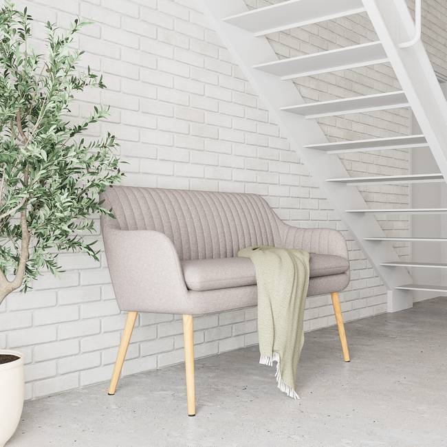 Küchensofa 130 x 85 x 62cm Grau Webstoff Genia: Hellgrau