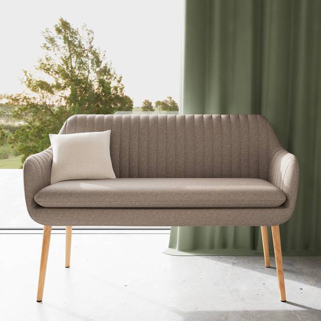 Küchensofa 130 x 85 x 62cm Grau Webstoff Genia: Graubraun