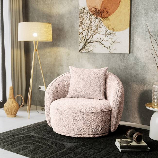 Loungesessel Pink Chenille Garnet 101 x 79 x 96cm