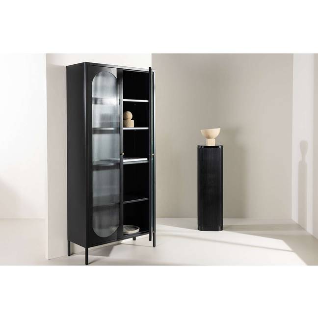 Vitrinenschrank Lima 80 x 180 x 35cm Schwarz/Schwarz