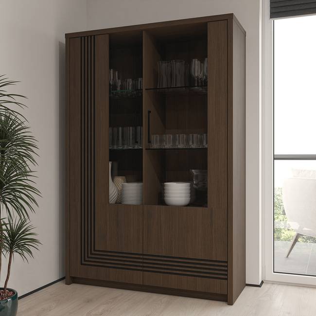 Vitrinenschrank 117 x 173 x 42cm Braun
