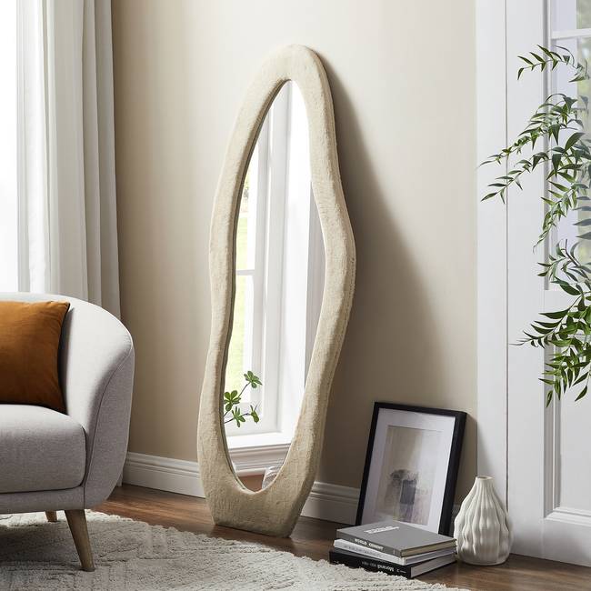Wandspiegel Kaitaa - Freiform 60 x 160 x 3cm Beige/Champagner Kunstfell 60 x 160 x 3cm