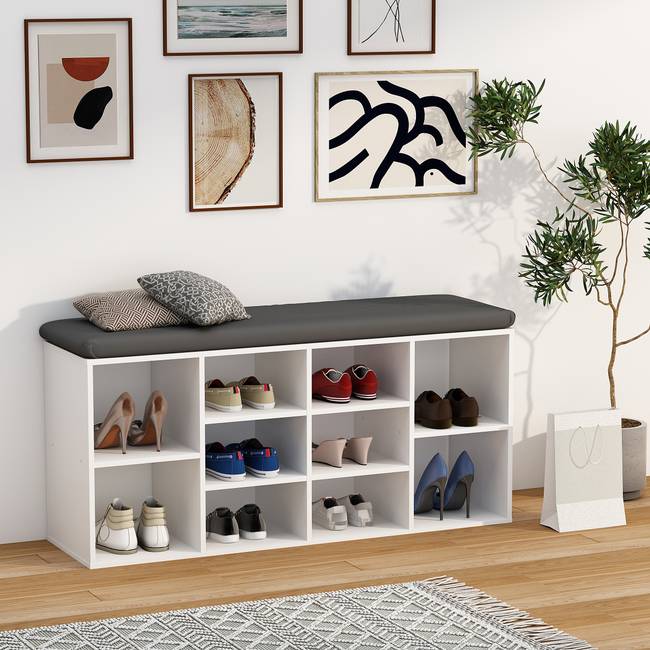 Schuhbank 104cm Weiß/Weiß