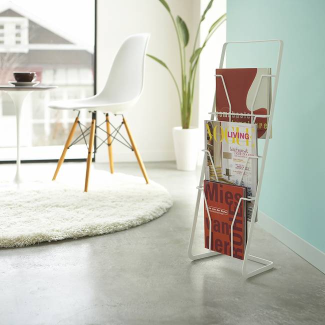 Zeitungsständer Tower mit 4 Taschen 25 x 71 x 18cm Weiß/Weiß